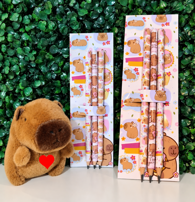Lápis personalizados de capivara com ursinho